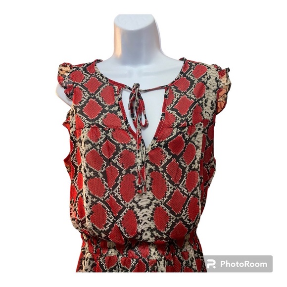 THE PANTS STORE - ADRIENNE Red/Black Snakeskin Pattern Dress Size Medium - Picture 4 of 10